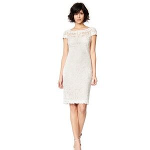 ANTHROPOLOGIE l Tadashi Shoji Corded Embroidery Tulle Sheath Dress NWT XS
